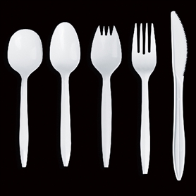 Medium weight white PP cutlery(2.5g)