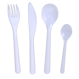 Heavy weight white PS cutlery 2( fork 4.4g knife 4.4g teaspo